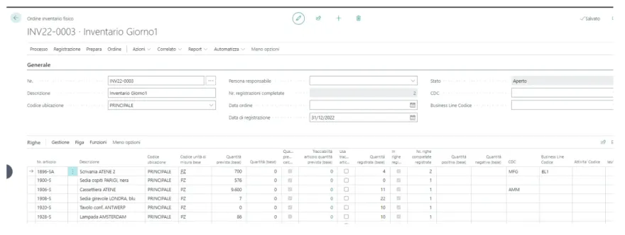 Esempio di ordine di inventario fisico Esempio di ordine di inventario fisico