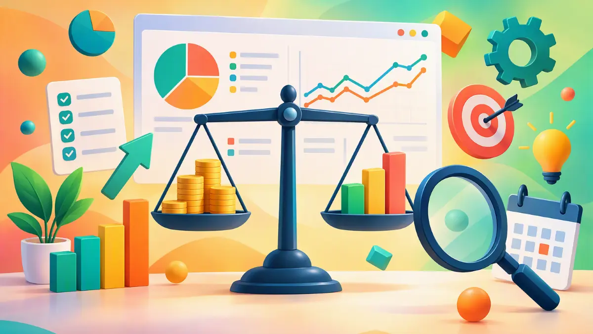 Confronto tra budget e risultati reali con grafici, indicatori di performance e strumenti di controllo di gestione.