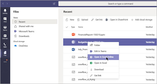 Microsoft Teams aprire files